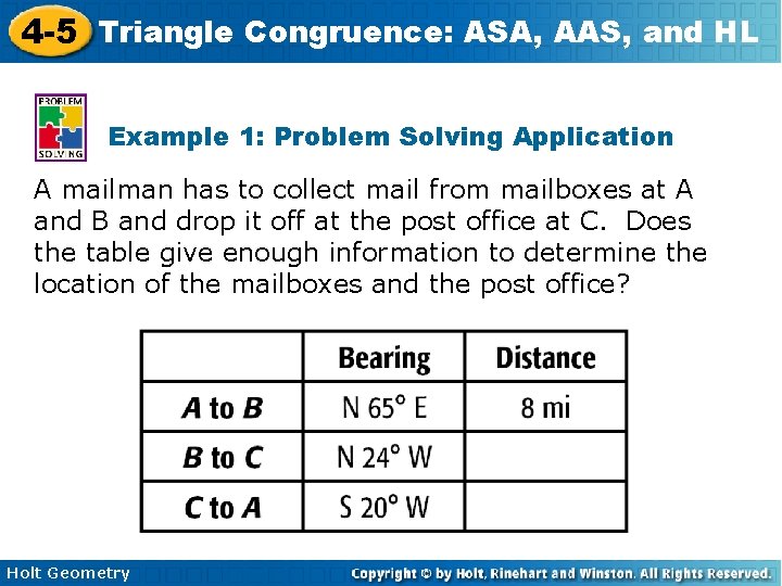 and HL HL 4 5 Triangle Congruence ASA