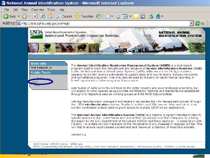 NAIS National Animal Identification System www. usda. gov/nais AIN Management System 21 