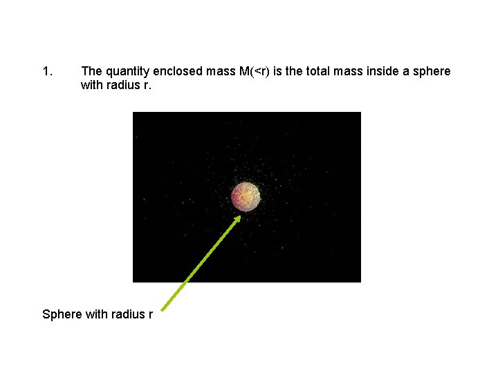 1. The quantity enclosed mass M(<r) is the total mass inside a sphere with