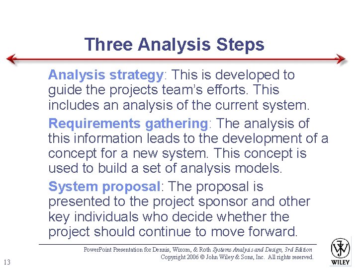 Three Analysis Steps 1. Analysis strategy: This is developed to guide the projects team’s