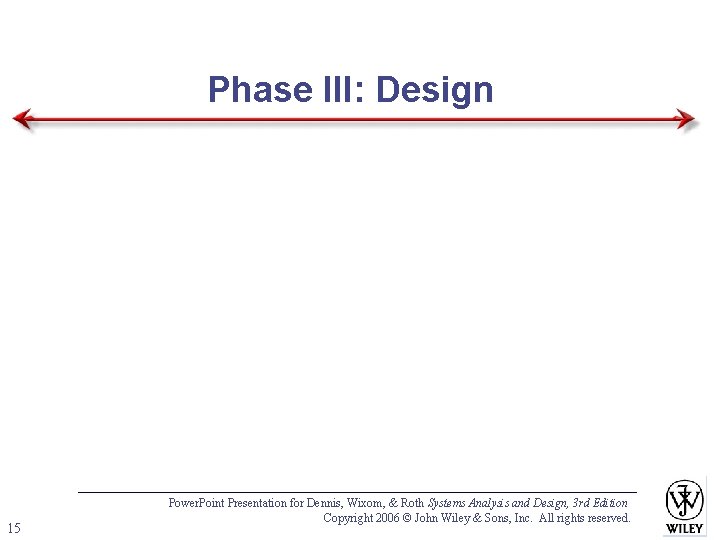 Phase III: Design 15 Power. Point Presentation for Dennis, Wixom, & Roth Systems Analysis