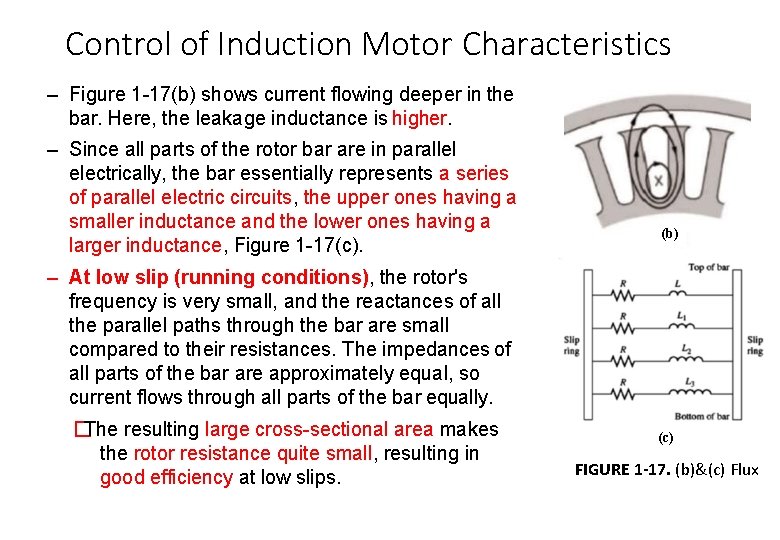 Control of Induction Motor Characteristics – Figure 1 -17(b) shows current flowing deeper in