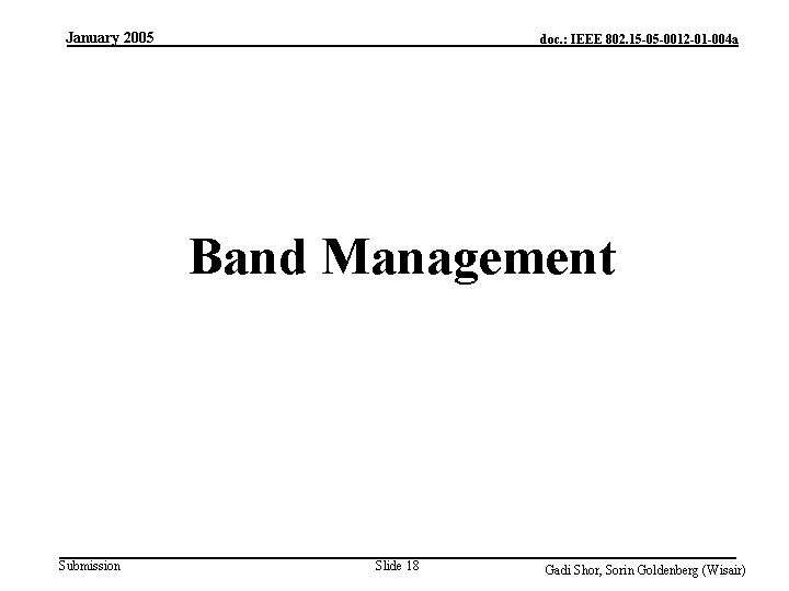 January 2005 doc. : IEEE 802. 15 -05 -0012 -01 -004 a Band Management