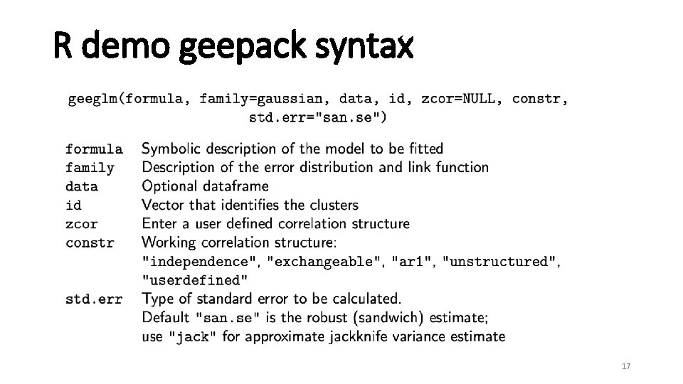 R demo geepack syntax 17 