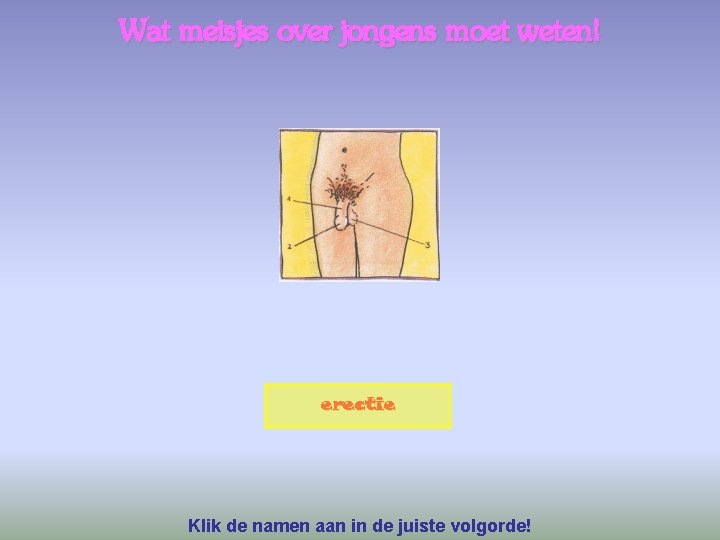 Wat meisjes over jongens moet weten! erectie Klik de namen aan in de juiste