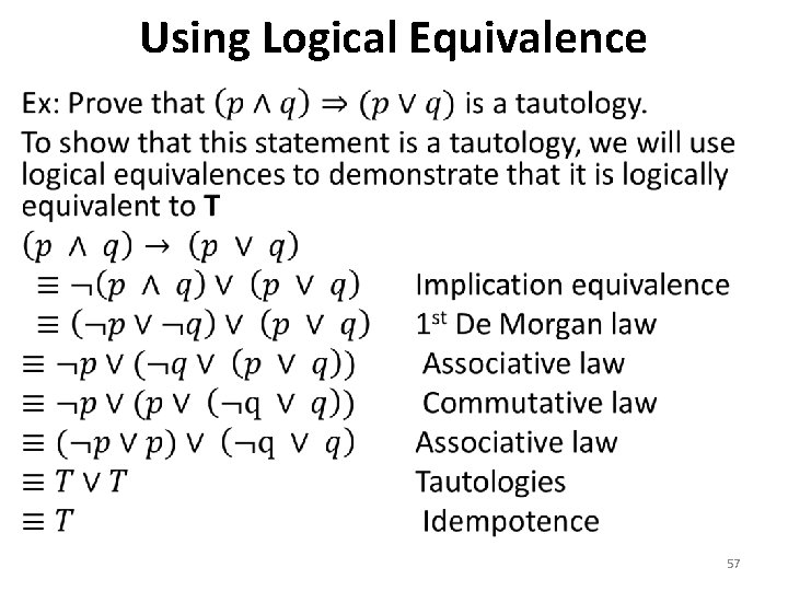 Using Logical Equivalence • 57 