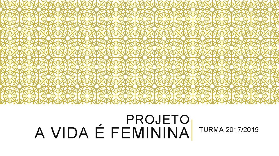 PROJETO A VIDA É FEMININA TURMA 2017/2019 