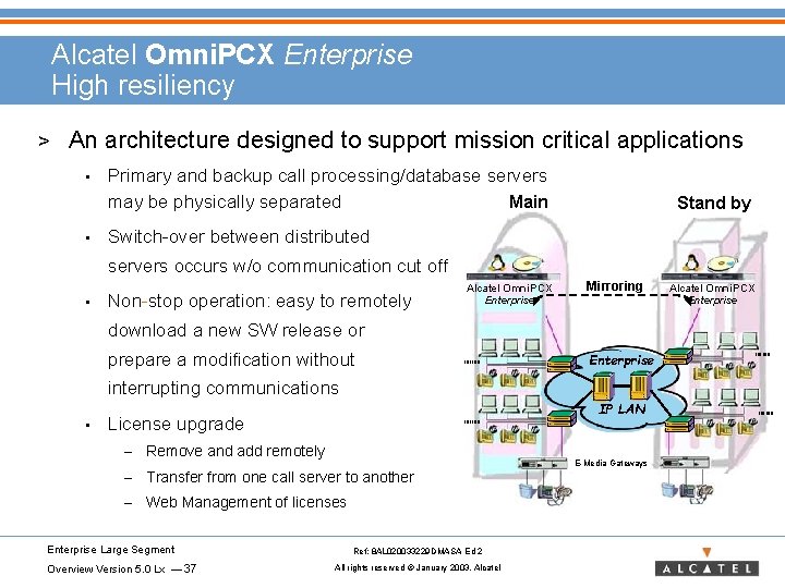 Alcatel Omni. PCX Enterprise High resiliency > An architecture designed to support mission critical