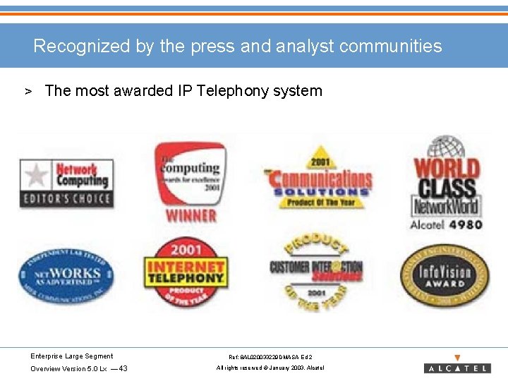 Recognized by the press and analyst communities > The most awarded IP Telephony system