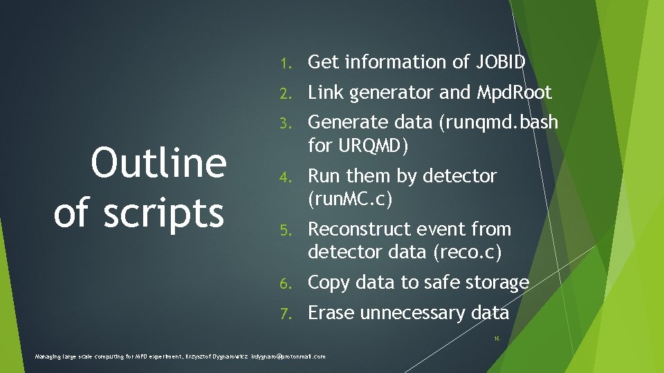 Outline of scripts 1. Get information of JOBID 2. Link generator and Mpd. Root Outline of scripts 1. Get information of JOBID 2. Link generator and Mpd. Root