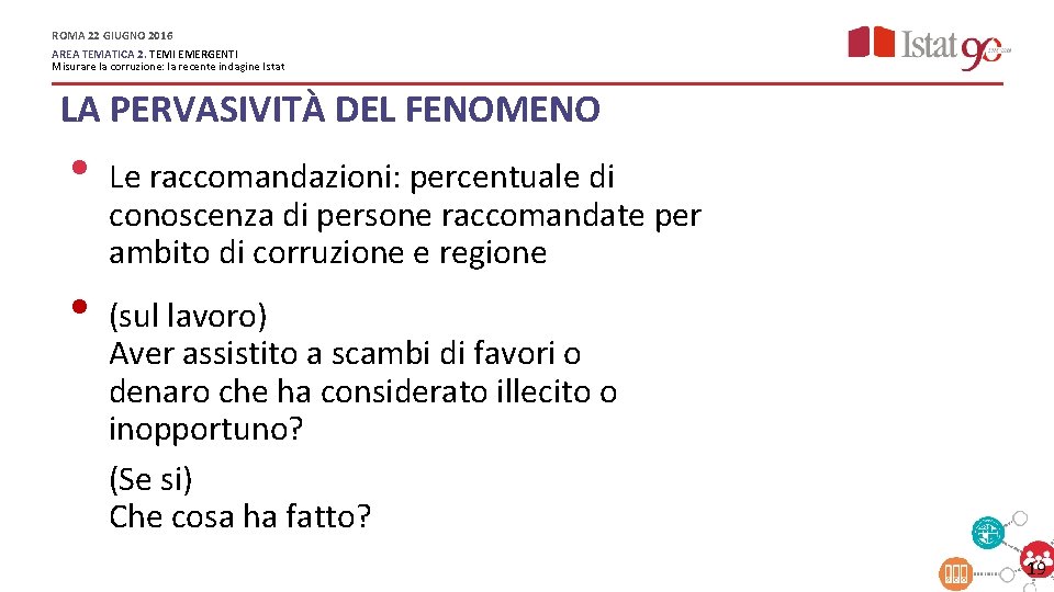 ROMA 22 GIUGNO 2016 AREA TEMATICA 2. TEMI EMERGENTI Misurare la corruzione: la recente