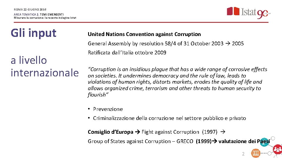 ROMA 22 GIUGNO 2016 AREA TEMATICA 2. TEMI EMERGENTI Misurare la corruzione: la recente