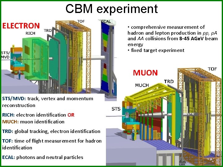 CBM experiment ELECTRON • comprehensive measurement of hadron and lepton production in pp, p.