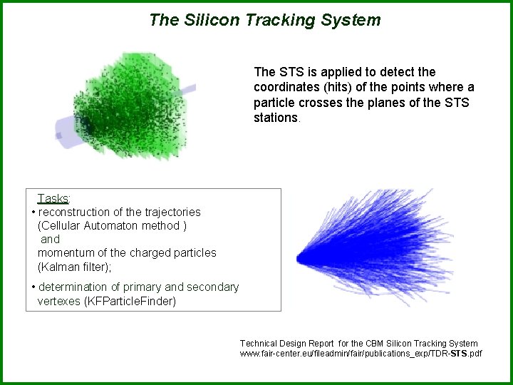 The Silicon Tracking System The STS is applied to detect the coordinates (hits) of