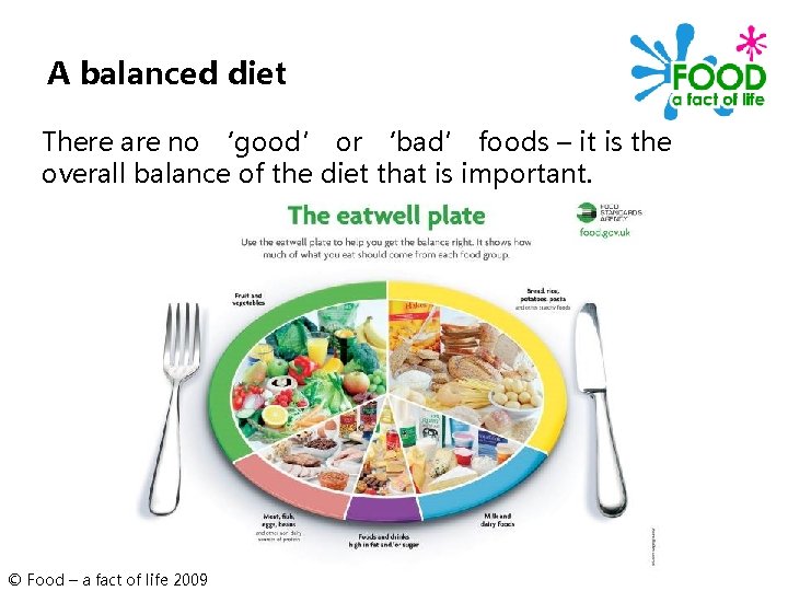 A balanced diet There are no ‘good’ or ‘bad’ foods – it is the