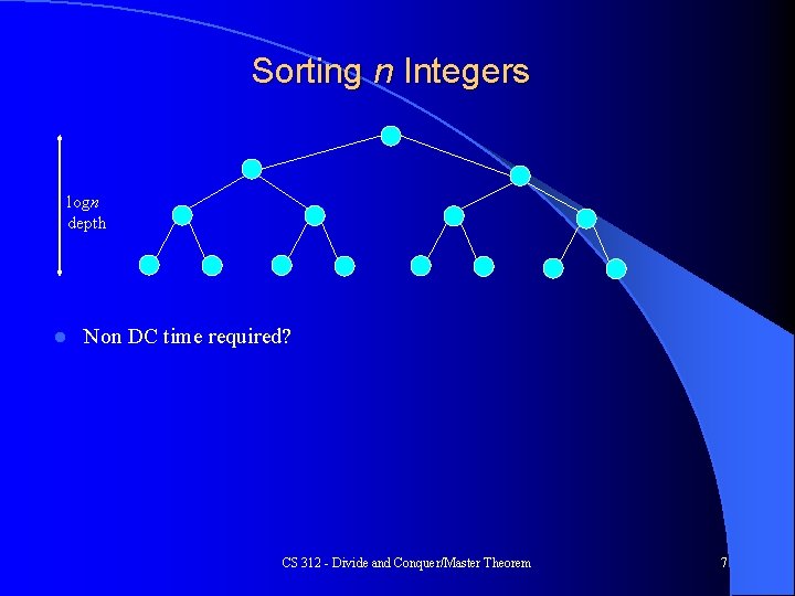 Sorting n Integers logn depth l Non DC time required? CS 312 - Divide