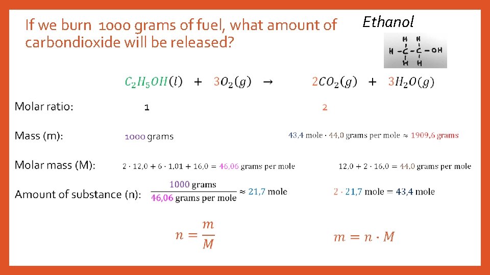 If we burn 1000 grams of fuel, what amount of carbondioxide will be released?