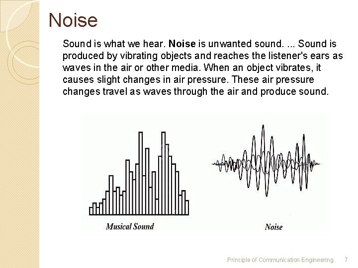 Noise Sound is what we hear. Noise is unwanted sound. . Sound is produced Noise Sound is what we hear. Noise is unwanted sound. . Sound is produced