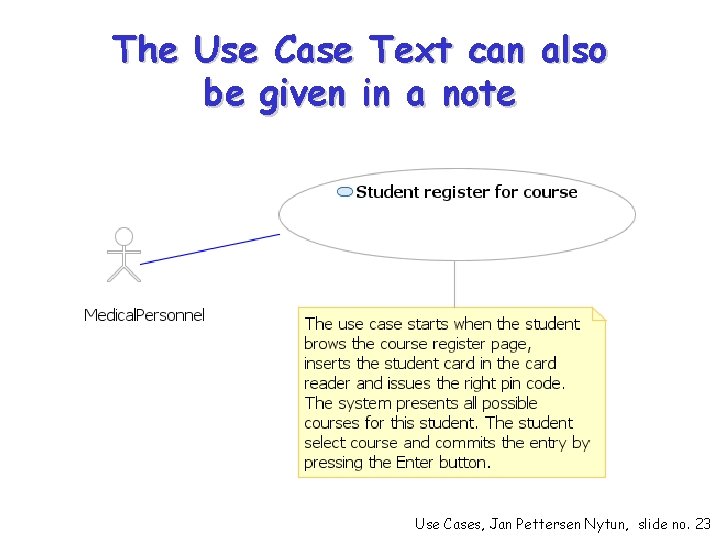 The Use Case Text can also be given in a note Use Cases, Jan