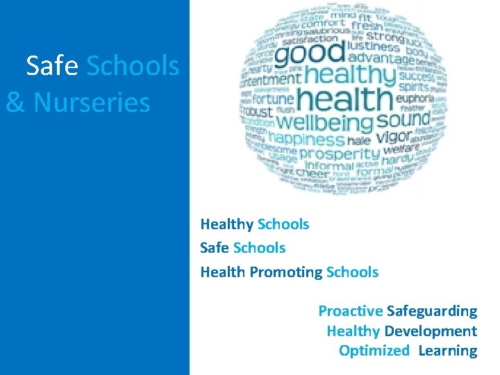 Safe Schools & Nurseries Healthy Schools Safe Schools Health Promoting Schools Proactive Safeguarding Healthy