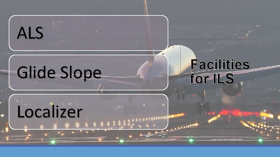 ALS Glide Slope Localizer Facilities for ILS 