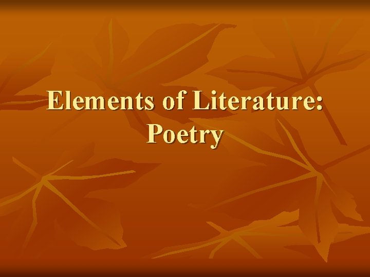 Elements of Literature: Poetry 
