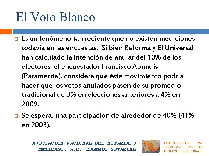 El Voto Blanco Es un fenómeno tan reciente que no existen mediciones todavía en