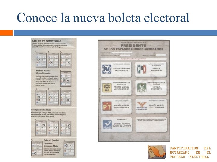 Conoce la nueva boleta electoral PARTICIPACIÓN DEL NOTARIADO EN EL PROCESO ELECTORAL 