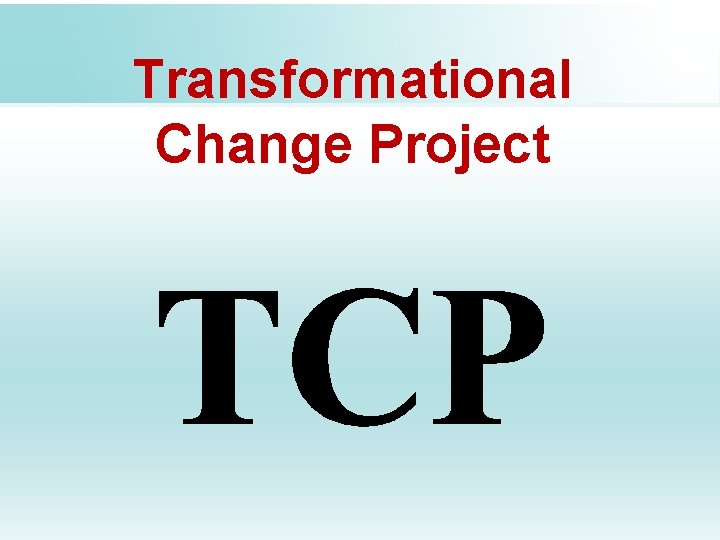 Transformational Change Project 