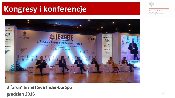 Kongresy i konferencje 3 forum biznesowe Indie-Europa grudzień 2016 17 