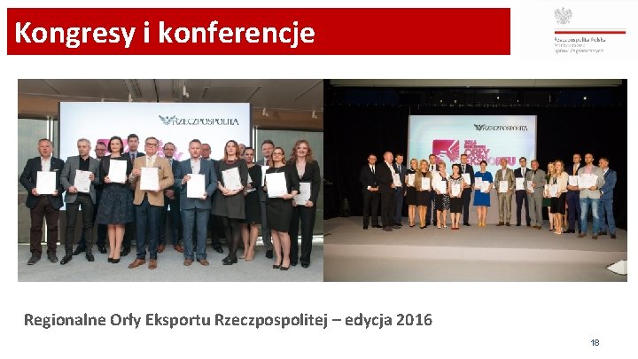 Kongresy i konferencje Regionalne Orły Eksportu Rzeczpospolitej – edycja 2016 18 