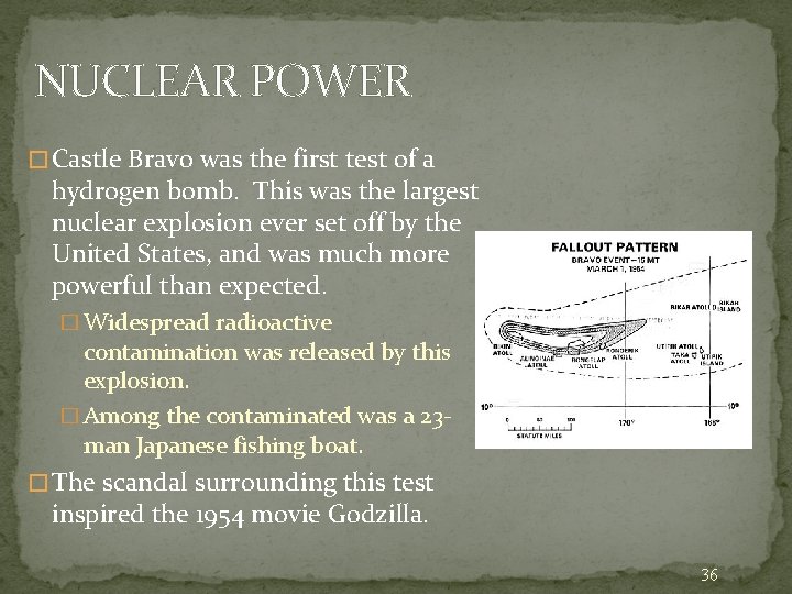 NUCLEAR POWER � Castle Bravo was the first test of a hydrogen bomb. This