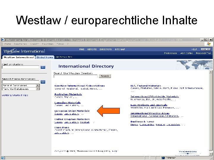 Westlaw / europarechtliche Inhalte 