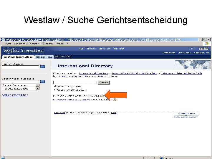 Westlaw / Suche Gerichtsentscheidung 