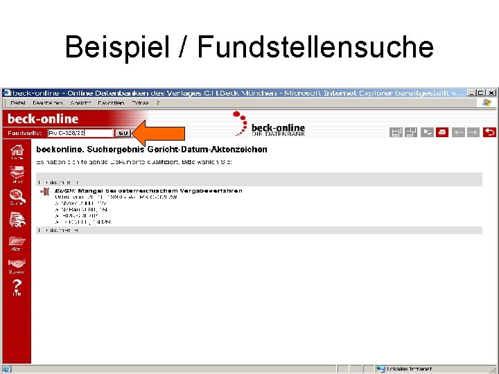 Beispiel / Fundstellensuche 