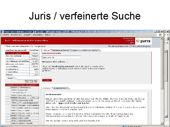 Juris / verfeinerte Suche 