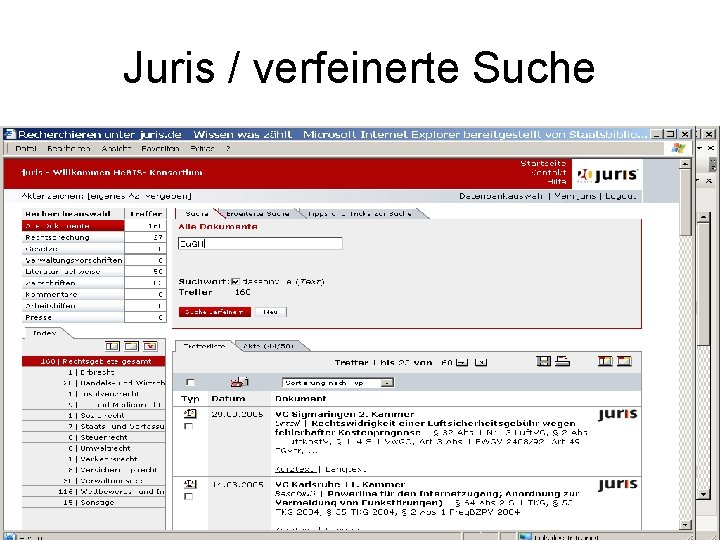 Juris / verfeinerte Suche 