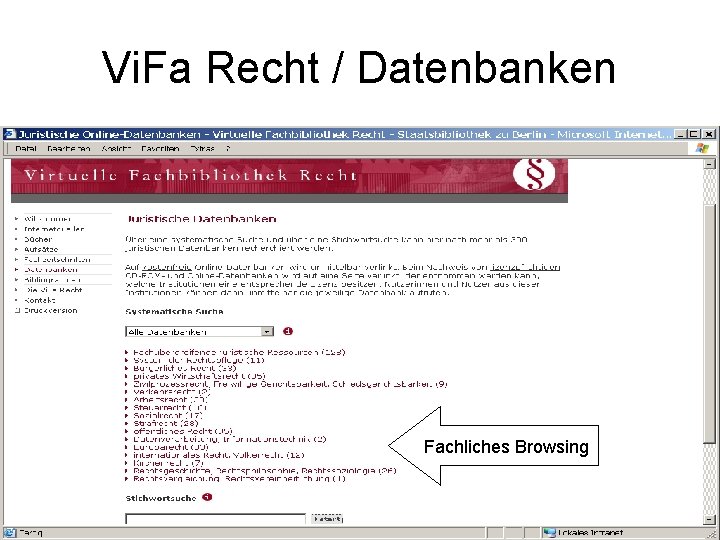 Vi. Fa Recht / Datenbanken Fachliches Browsing 