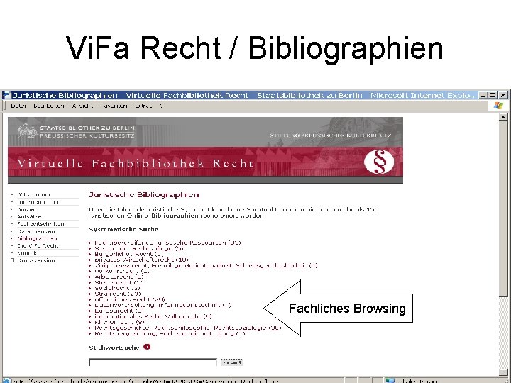 Vi. Fa Recht / Bibliographien Fachliches Browsing 