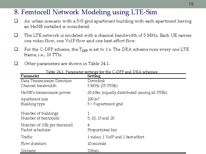 19 8. Femtocell Network Modeling using LTE-Sim An urban scenario with a 5× 5 19 8. Femtocell Network Modeling using LTE-Sim An urban scenario with a 5× 5