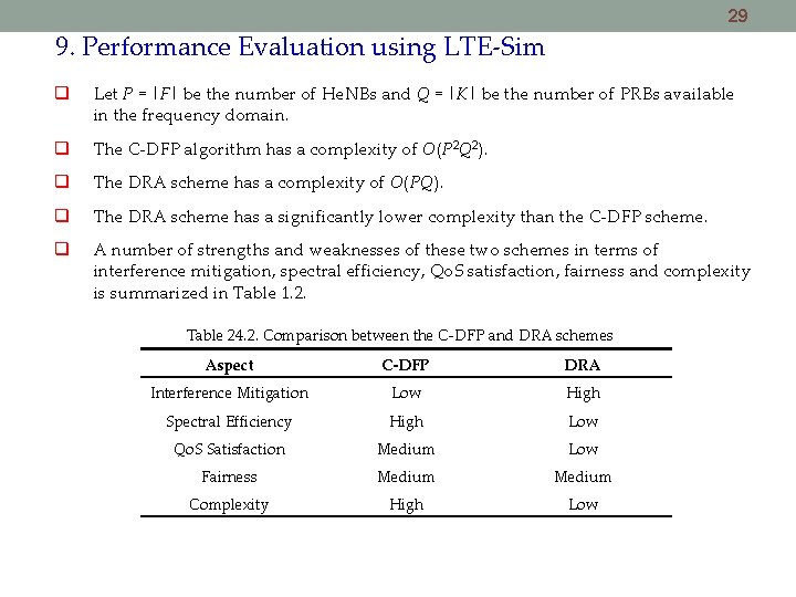 29 9. Performance Evaluation using LTE-Sim Let P = |F| be the number of 29 9. Performance Evaluation using LTE-Sim Let P = |F| be the number of