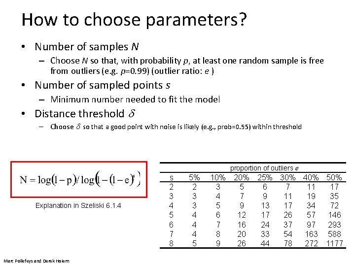 How to choose parameters? • Number of samples N – Choose N so that,