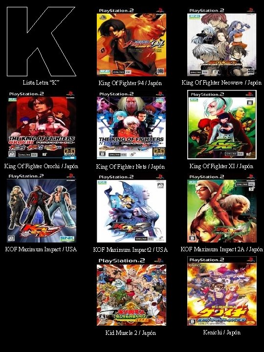 Lista Letra “K” King Of Fighter 94 / Japón King Of Fighter Neowave /