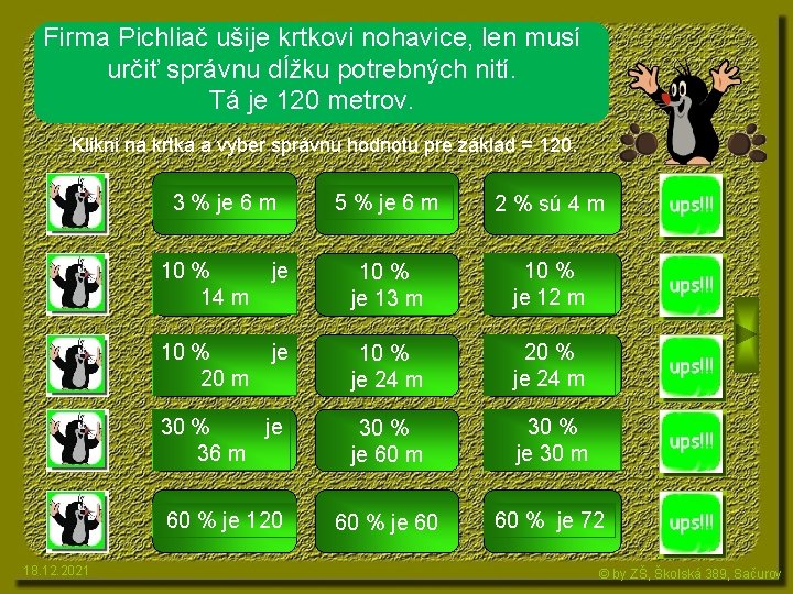 Firma Pichliač ušije krtkovi nohavice, len musí určiť správnu dĺžku potrebných nití. Tá je