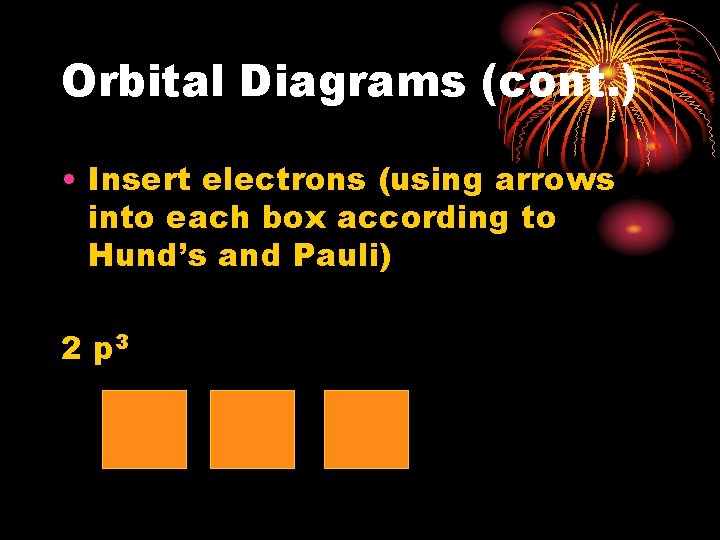 Orbital Diagrams (cont. ) • Insert electrons (using arrows into each box according to