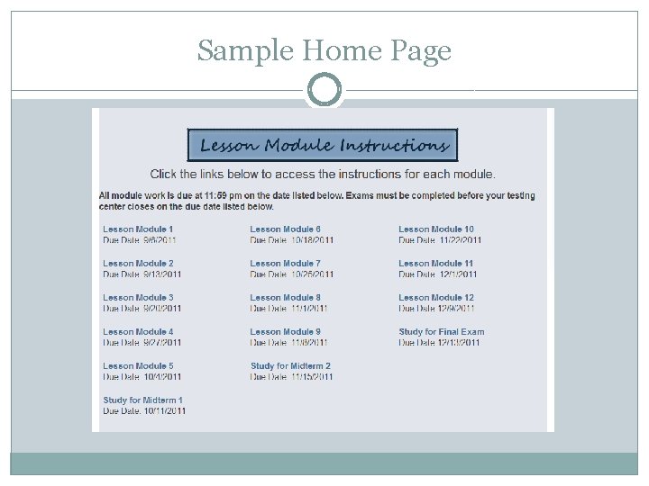 Sample Home Page 