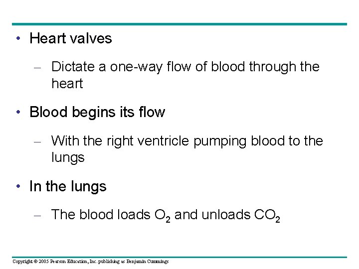  • Heart valves – Dictate a one-way flow of blood through the heart