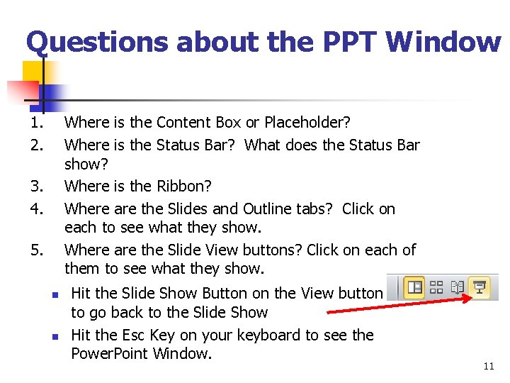Powerpoint Window Practical Questions Introduction to Power Point Part 1 By Janett