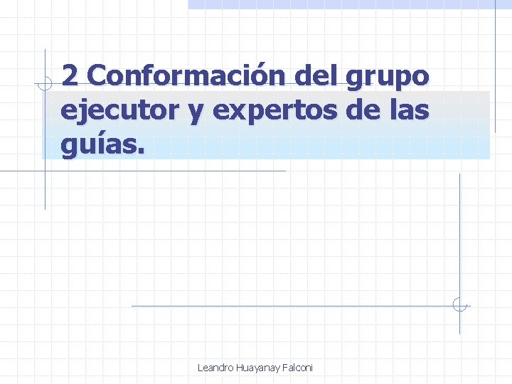 2 Conformación del grupo ejecutor y expertos de las guías. Leandro Huayanay Falconi 