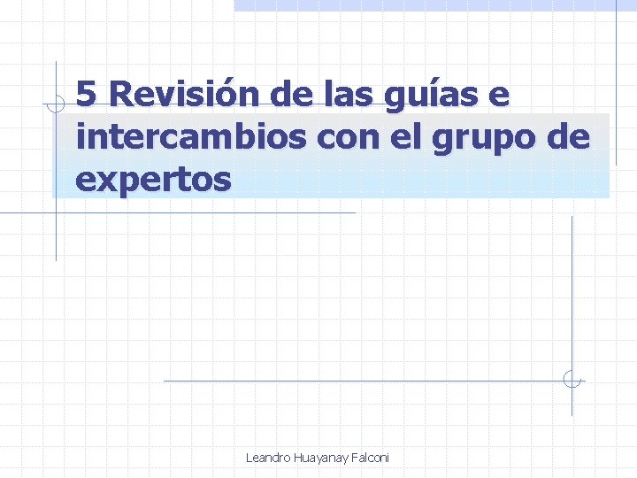 5 Revisión de las guías e intercambios con el grupo de expertos Leandro Huayanay